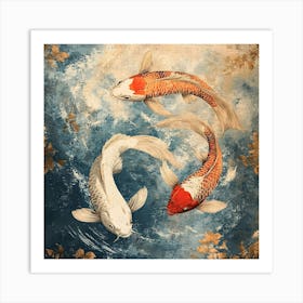 Koi Fish Ancient Tapestry 2 Art Print