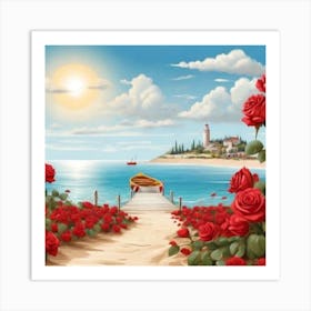 Roses On The Beach2 Art Print