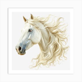 White Horse Head Art Print