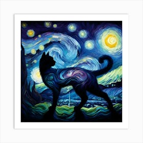 Starry Night Cat 1 Art Print