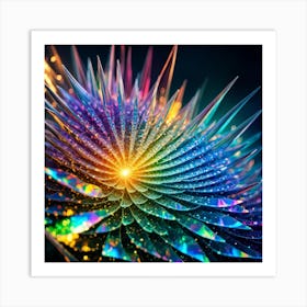 A Glossy Vibrant Color Flower Shaped Crystal Formation Picture Art Print