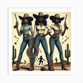 Three Cowgirls Art Print