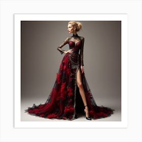 Woman In A Red Dress 7 Art Print