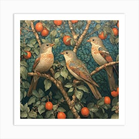 Three Birds In A Tree Art 1 Art Print