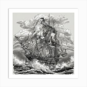 Ship In The Storm Art Print