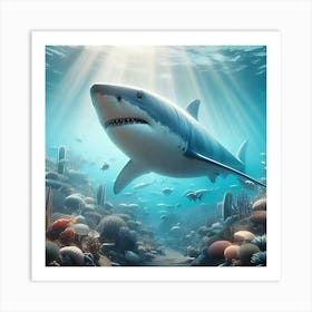 A Great White Shark In His Natural Habitat 3 Art Print