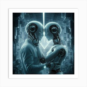 Robot Lovers Art Print