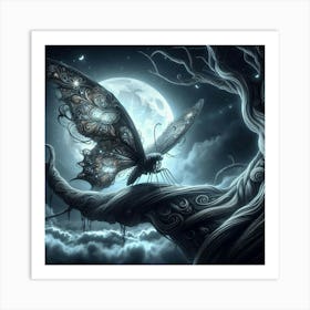 Butterfly In The Moonlight 5 Art Print