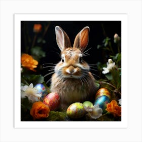 Watercolor Easter Bunny Studio Photography Complex Details High Detail Art Print