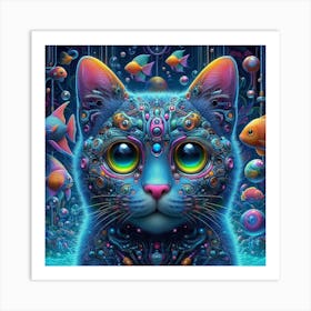 Psychedelic Cat 2 Art Print