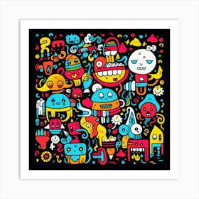 Doodle Monsters Art Print