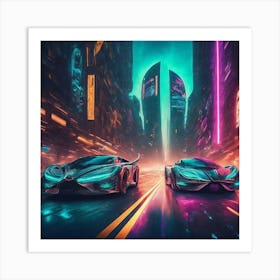 Luminocity A Futuristic Symphony Of Neon Horizons Art Print