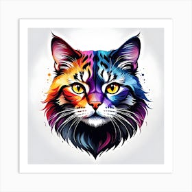 Colorful Cat Head 3 Art Print