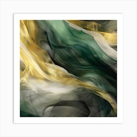 Emerald Gold Flow 2 Art Print