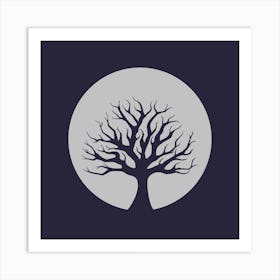 Minimalist Full Moon Silhouette with Tree - Moon Magic Art Print