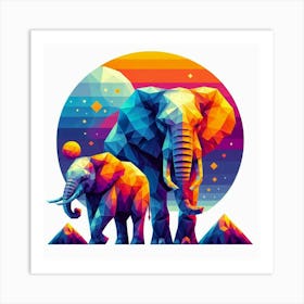 Duo Elephants In The Sky Art Print