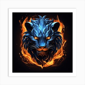 Lion In Fire Art Print