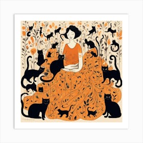 Cat Lady 1 Art Print