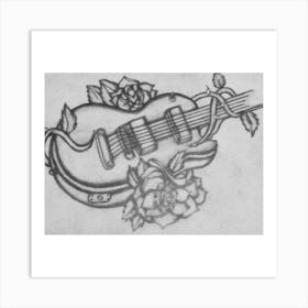 Guitar And Roses 2 Art Print