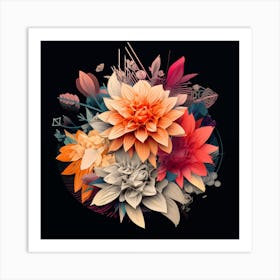 Abstract Flowers Art Print