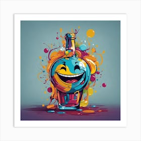 Smiley Face On A Bottle Art Print