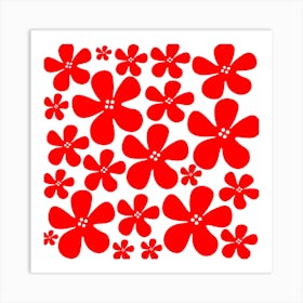 Red Flowers Pattern Art Print