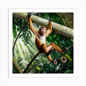 Monkey In The Jungle Art Print