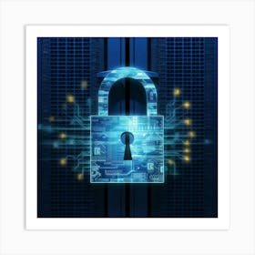 Padlock On A Server Art Print