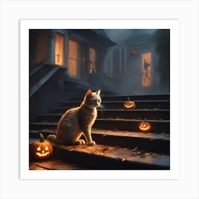 Halloween Cat 27 Art Print