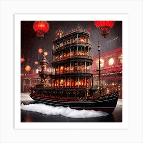 Dark Amusement park on water Art Print