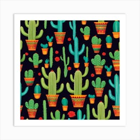 Cactus Pattern 17 Art Print