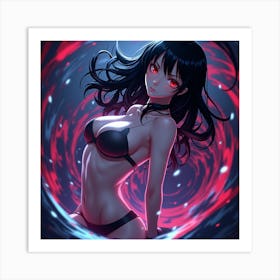 Anime Girl In Black Bikini Art Print