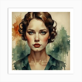 Watercolor Portrait Of A Woman 27 Art Print