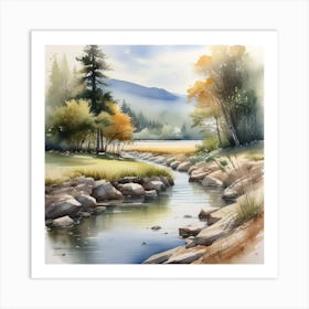 Watercolor Of A River 9 Art Print