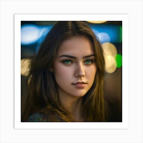 Portrait Of A Girl With Green Eyes 3 Art Print