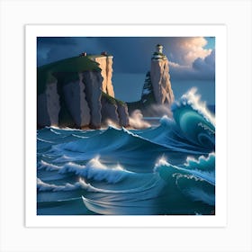 Lighthouse In The Sea Art Print