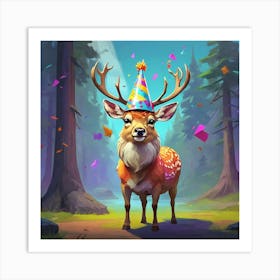 Birthday Deer 2 Art Print