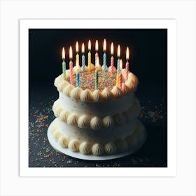 Birthday Cake With Candles 4 Art Print