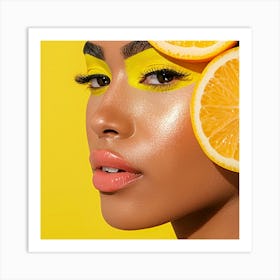 Woman With Orange Slices On Her Head Art Print