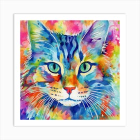 Colorful Cat Painting Art Print