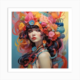 Woman With Colorful Hair 3 Art Print