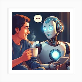 Robot And Man Art Print