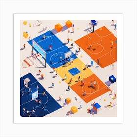 Isometric Basketball Court Art Print