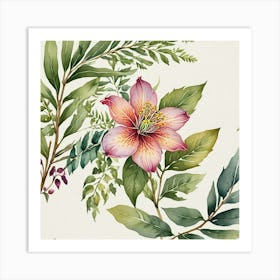 Watercolor Floral Pattern Art Print