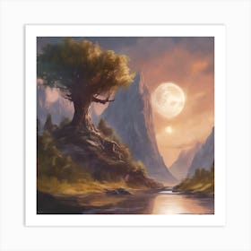 Tree In The Mountains Art Print