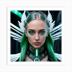 Futuristic Girl With Wings 3 Art Print