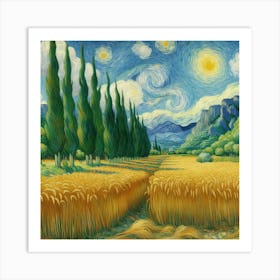 Van Gogh Painted A Wheat Field With Cypresses In The Amazon Rainforest 3 Art Print