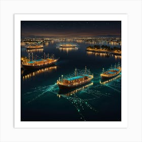 Qatar At Night Art Print