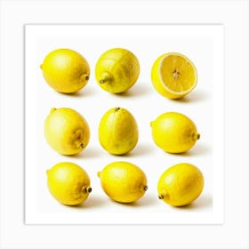 Lemons Isolated On White Art Print