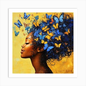 Butterfly In The Hair Art Print